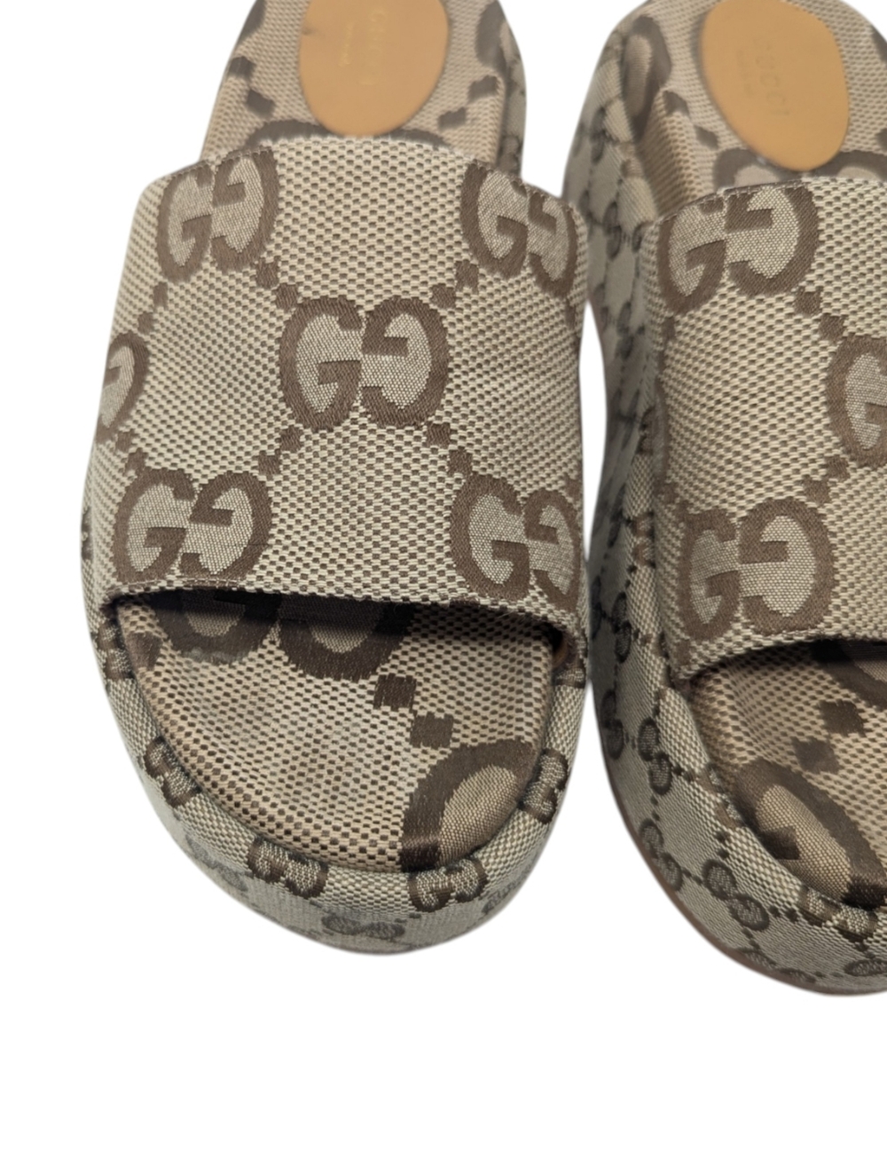 Gucci Angelina Monogram GG Slide Brown Beige Sandals Size EU 40 - Picture 10 of 14
